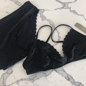 J.Crew black scallop bikini (Marysia style) NWT